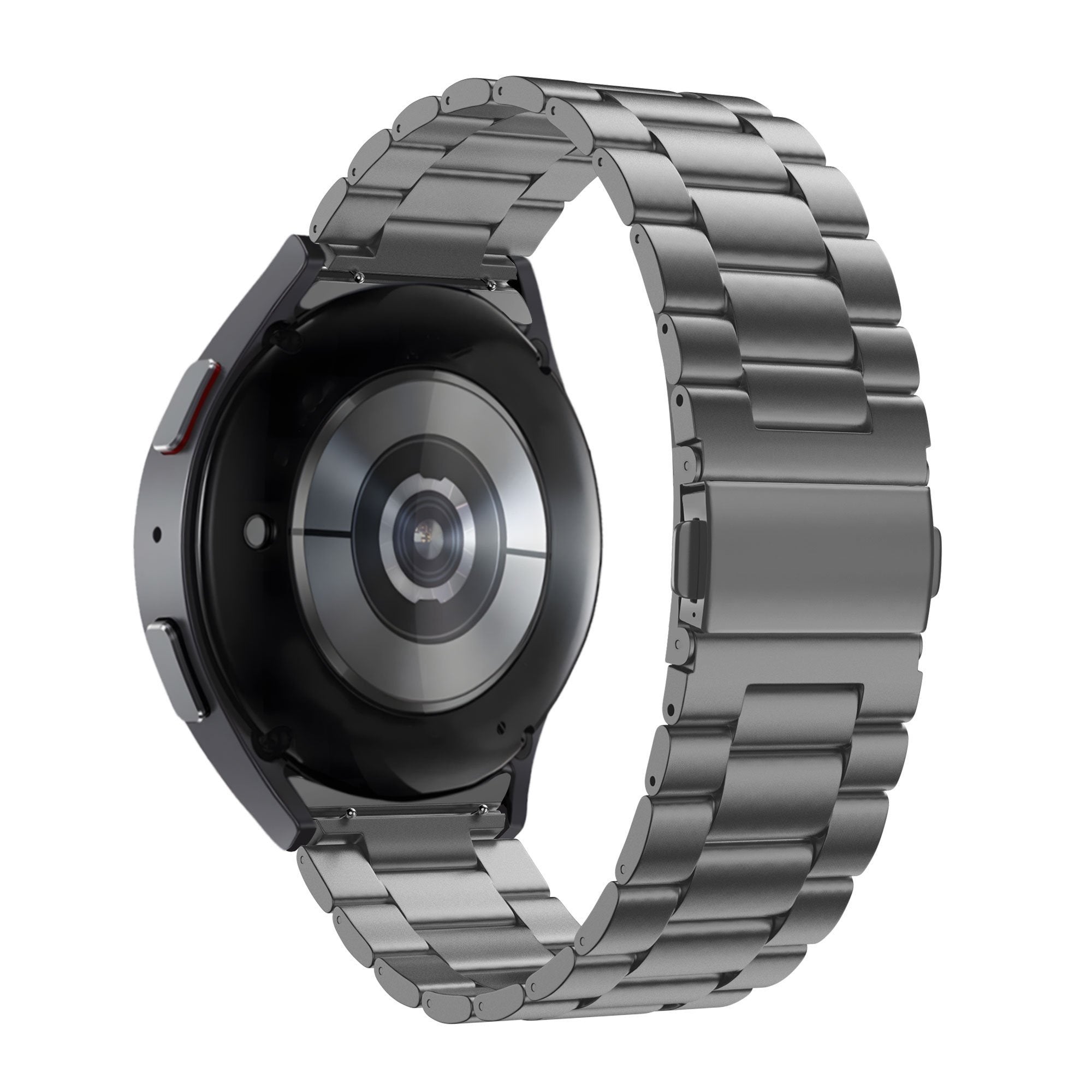 Titanium Strap 'Classic', graphite, on a watch, 3/4 rear view