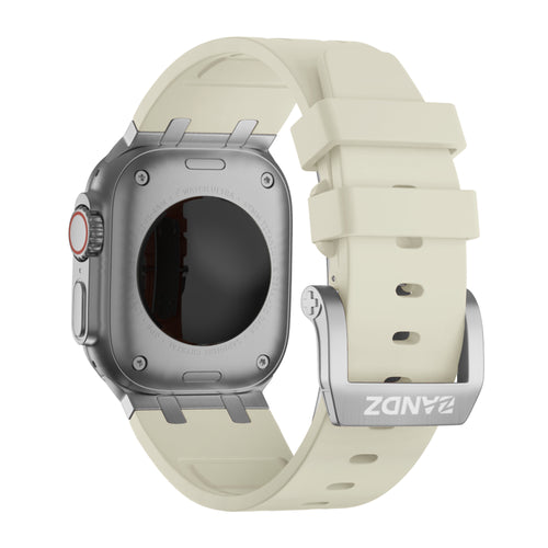 Bandz Correa silicona 'Luxe Liquid' Apple Watch Ultra (beige con plata)