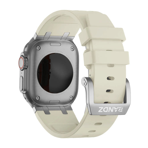 Bandz Apple Watch Silikonarmband 'Luxe Liquid' (Beige mit Silber)
