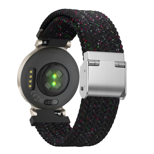 Woven Nylon Strap, black, on a watch, 3/4 rear view