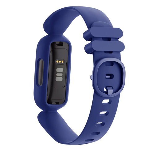 Silicone Strap, dark blue, on a watch, 3/4 rear view