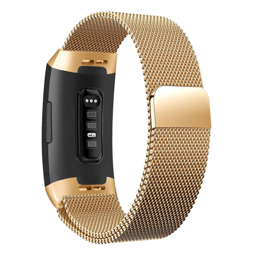 Milanese Loop Strap, rose gold, on a watch, 3/4 rear view