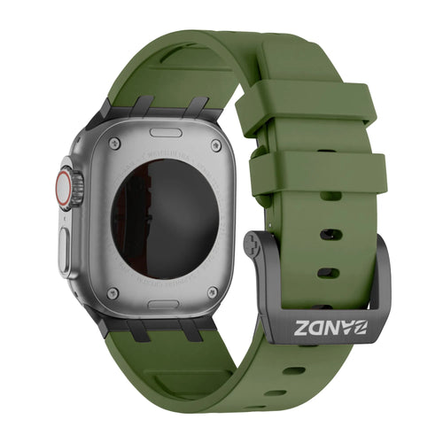 Bandz Apple Watch Silikonarmband 'Luxe Liquid' (Grün mit Schwarz)