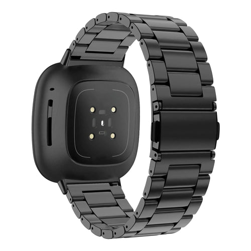 Steel Strap 'Classic', black, on a watch, 3/4 rear view