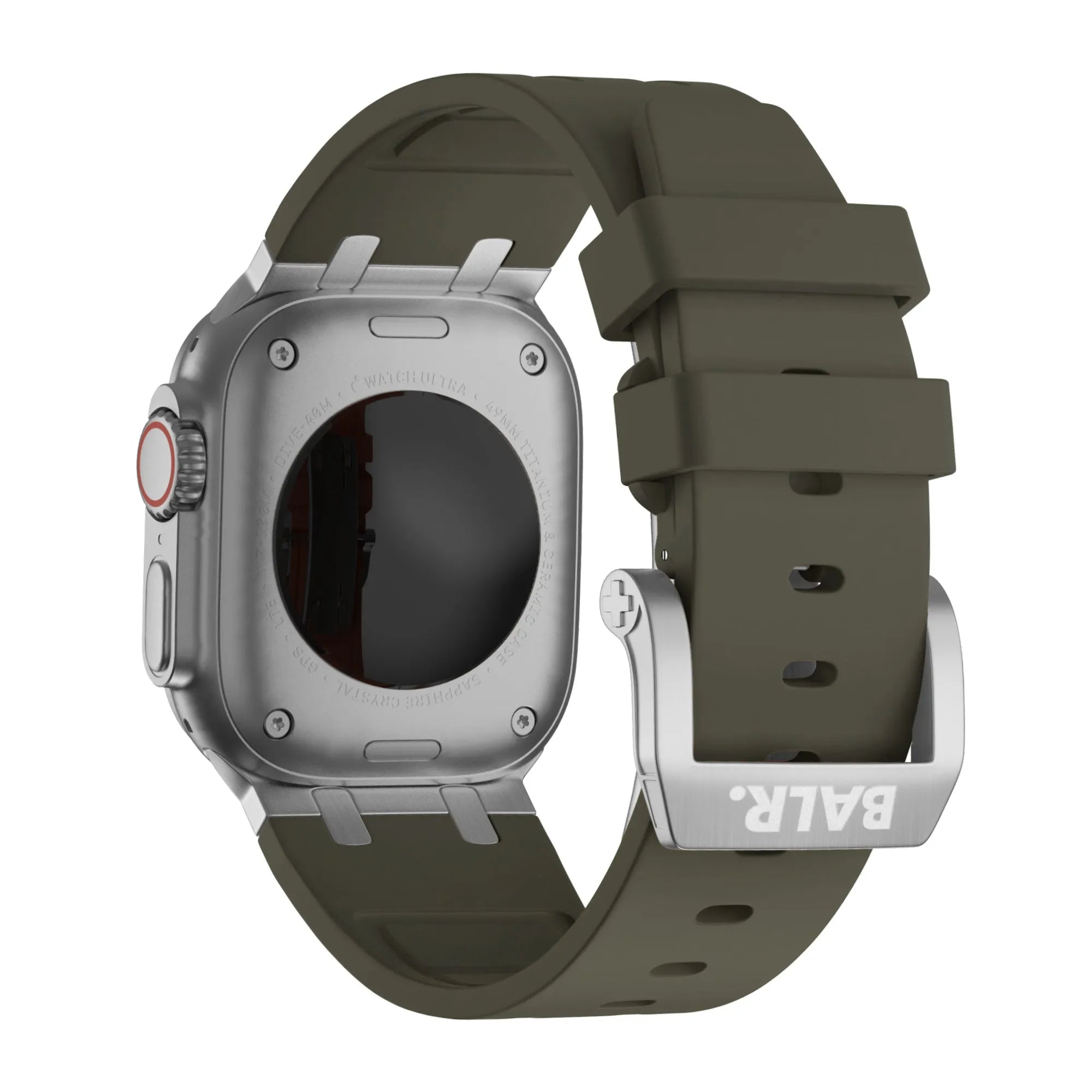Balr. Apple Watch Ultra flüssiges Silikonarmband (Braun/Silber)