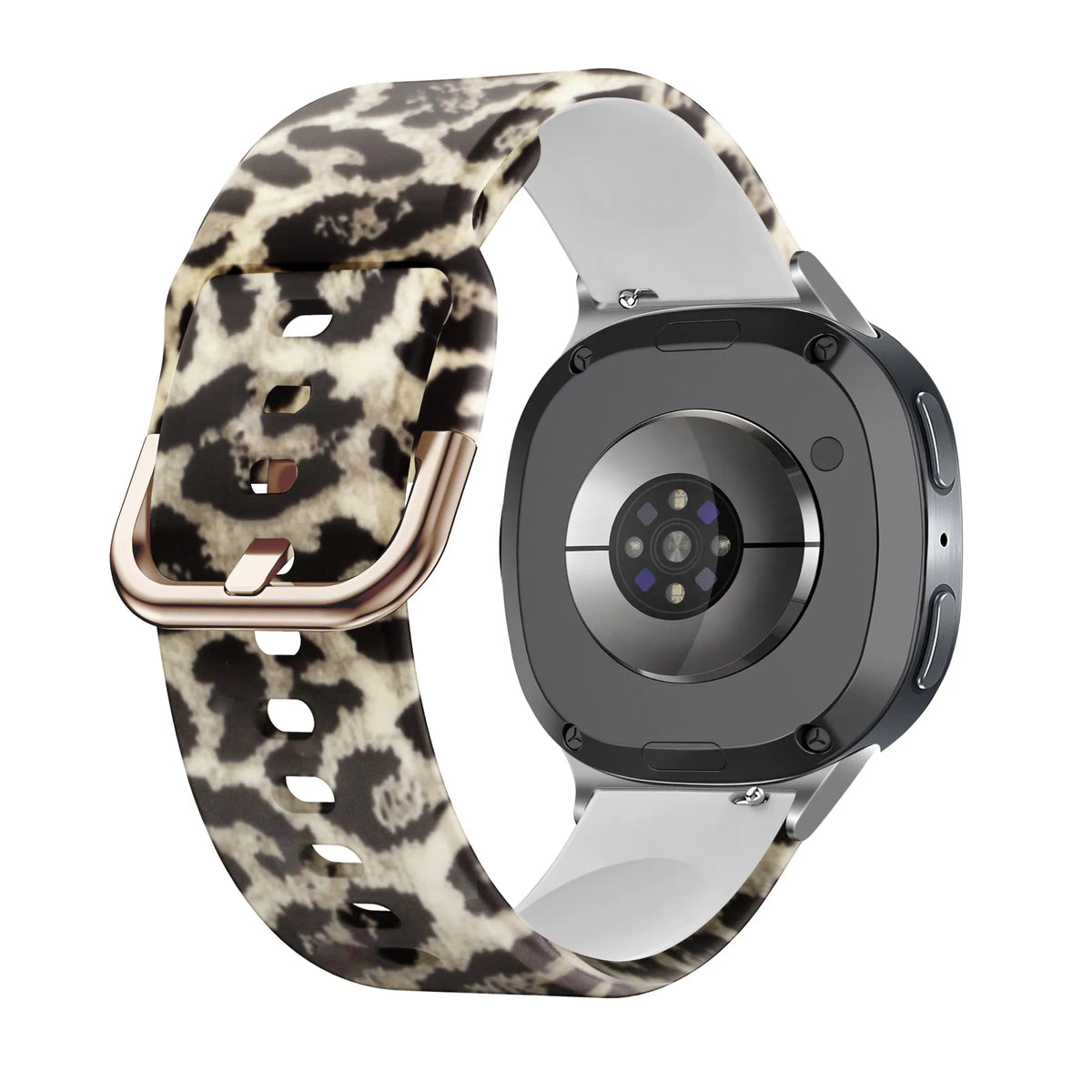 Print Silicone Strap, on a watch, 3/4 rear view