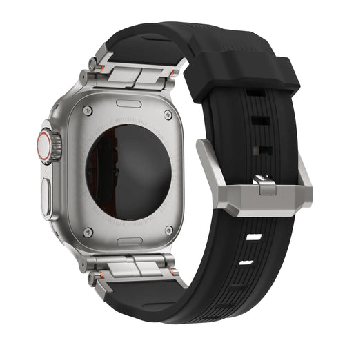 Bandz Apple Watch Armband aus Flüssigsilikon 'Explorer' (Schwarz mit Titan)