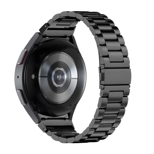 Steel Strap 'Classic', black, on a watch, 3/4 rear view
