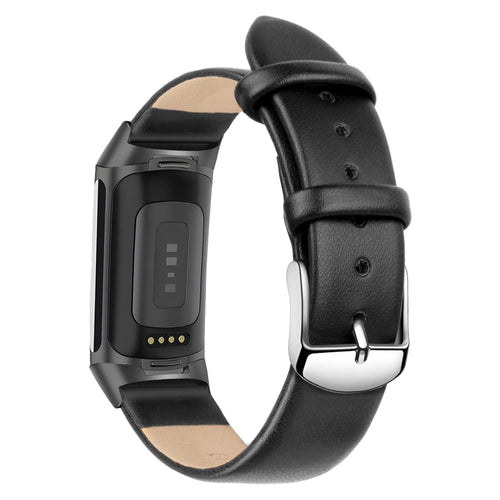 Genuine Leather Strap, black, on a watch, 3/4 rear view