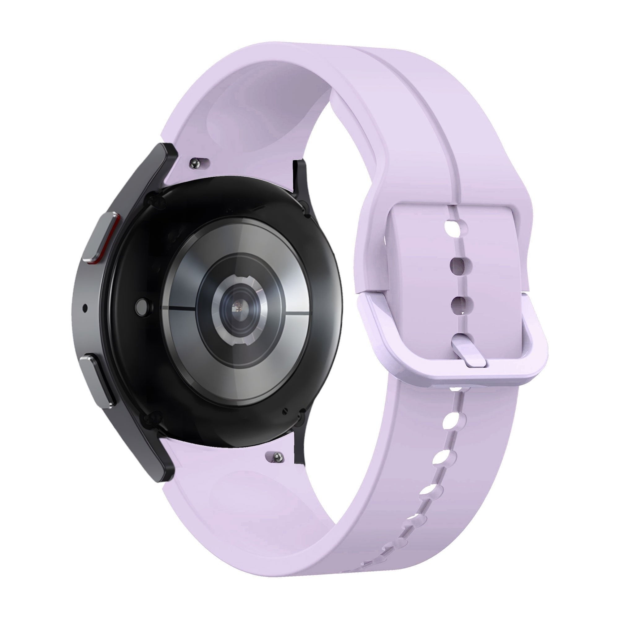 Silicone Strap 'Extreme', light purple, on a watch, 3/4 rear view