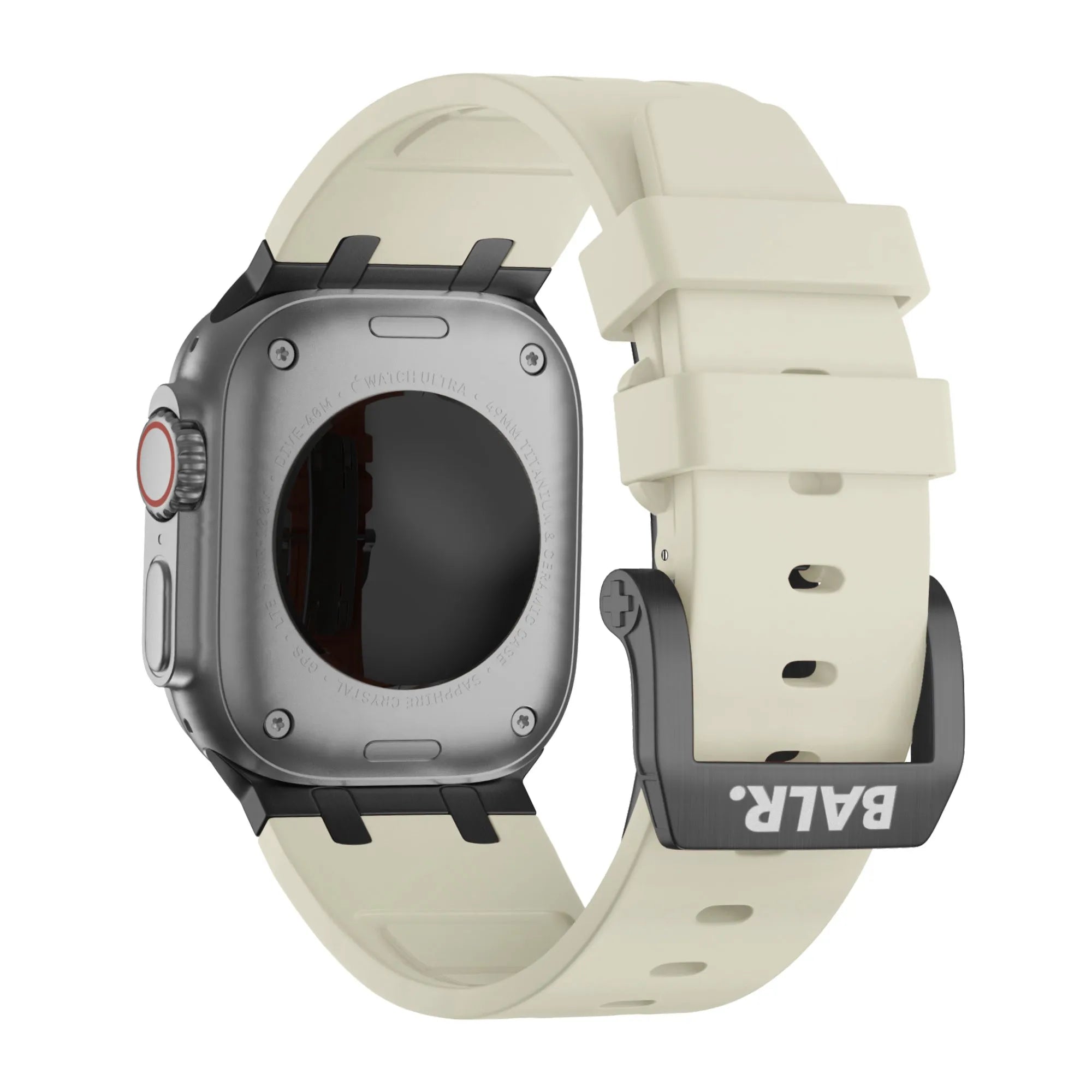 BALR Apple Watch Ultra liquid siliconen band (beige/zwart)