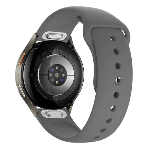 Silicone Sport Strap 'Easy Fit', grey, on a watch, 3/4 rear view