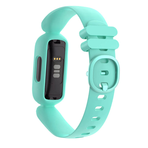 Silicone Strap, aqua, on a watch, 3/4 rear view