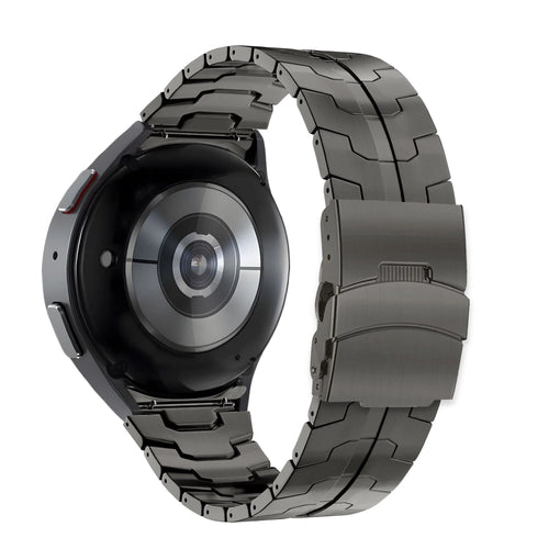 Steel Strap 'Iron', graphite, on a watch, 3/4 rear view
