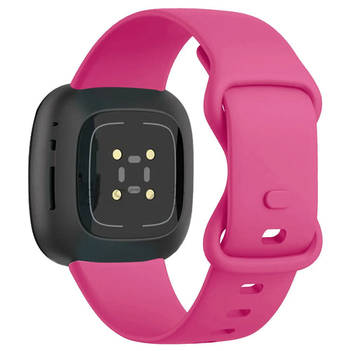 Silicone Strap 'Classic', bright pink, on a watch, 3/4 rear view