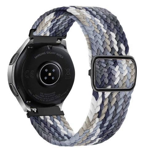 Nylon Adjustable Braided Strap, black/white, on a watch, 3/4 rear view
