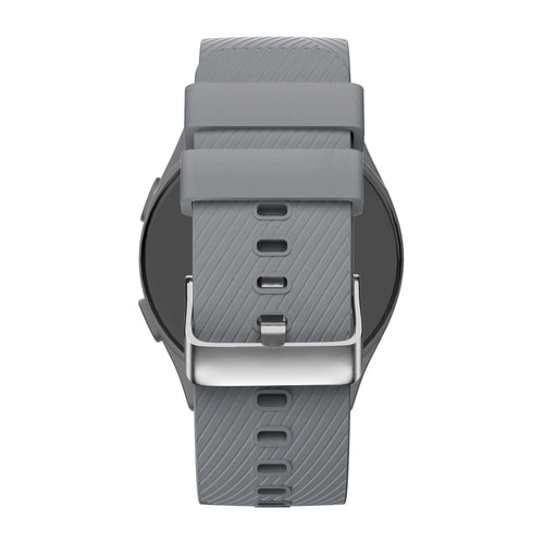 Silicone Strap 'Deluxe', grey, on a watch, 3/4 rear view