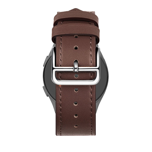 Leather Strap 'Deluxe', brown, on a watch, 3/4 rear view