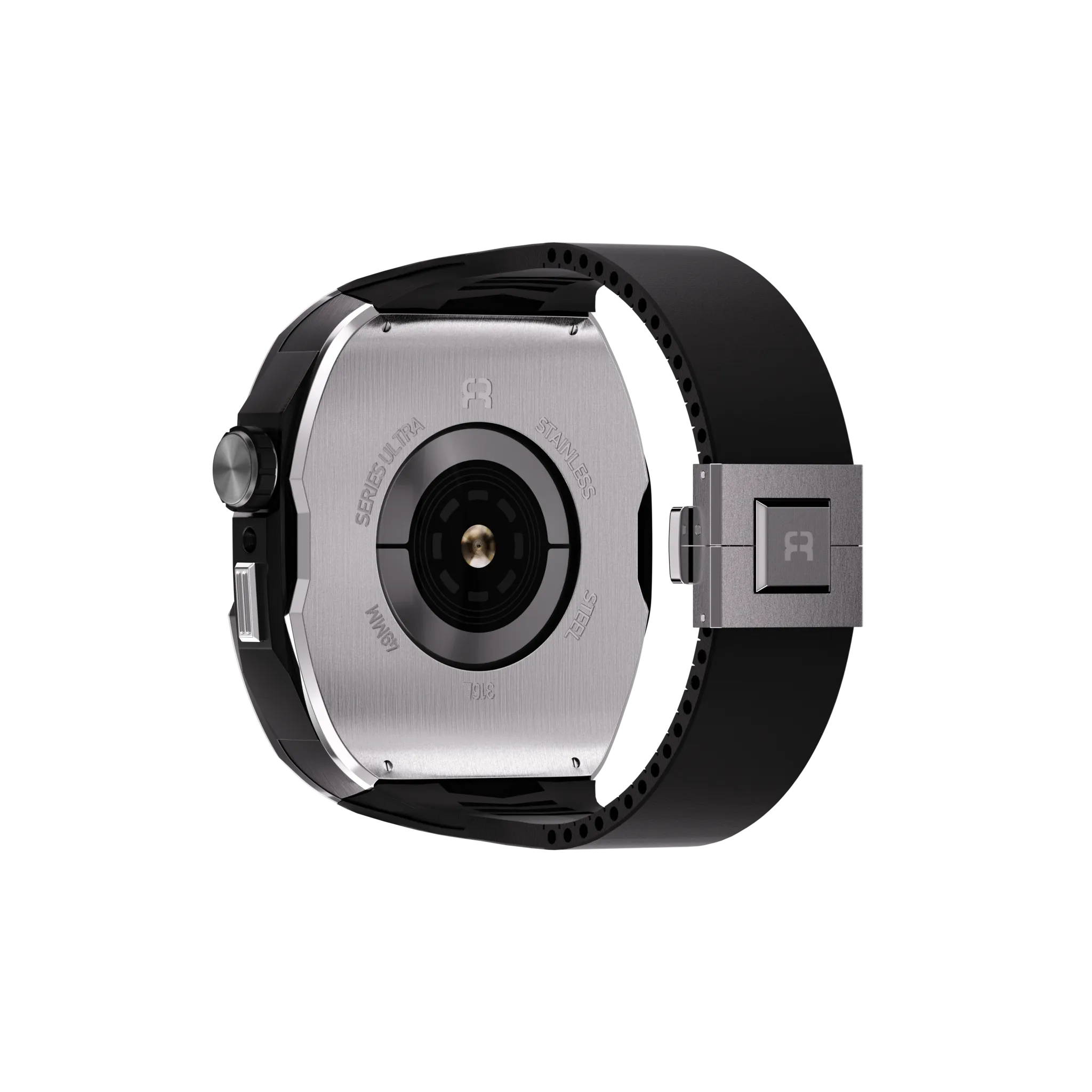 Reqior Apple Watch 45mm Hülle mit integriertem Gummi-Armband (Silber)