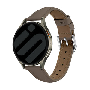 Slimfit Leather Strap, dark brown, on a watch, 3/4 rear view