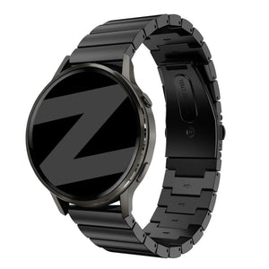 Steel Strap 'One Bead', black, on a watch, 3/4 rear view