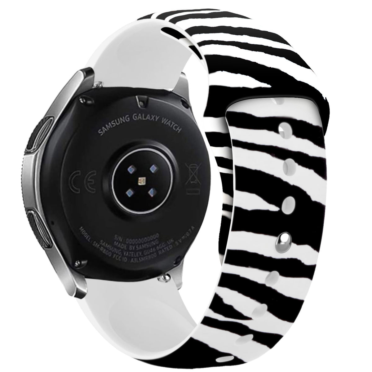 Print Silicone Strap, on a watch, 3/4 rear view