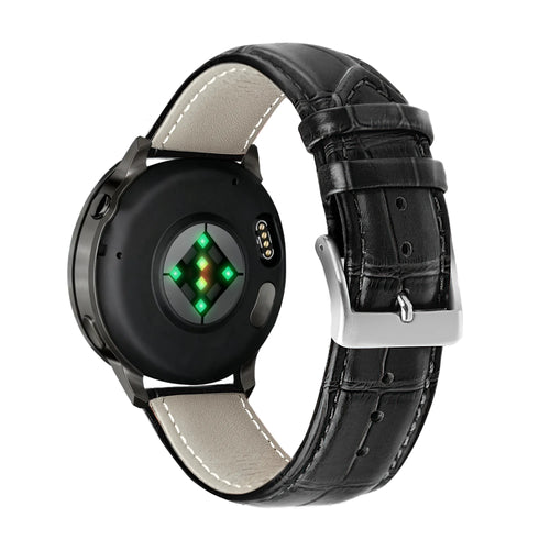 Bandz Garmin Forerunner 255 Leather Strap Crocodile Grain (Black)