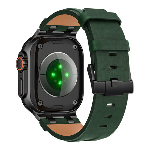Apple Watch Ultra solide lederen band (donkergroen)