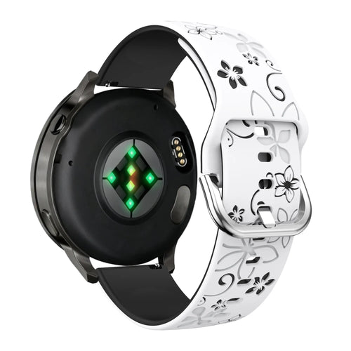 Bandz Bracelet silicone 'Fleurs' Garmin Forerunner 265s (blanc/noir)