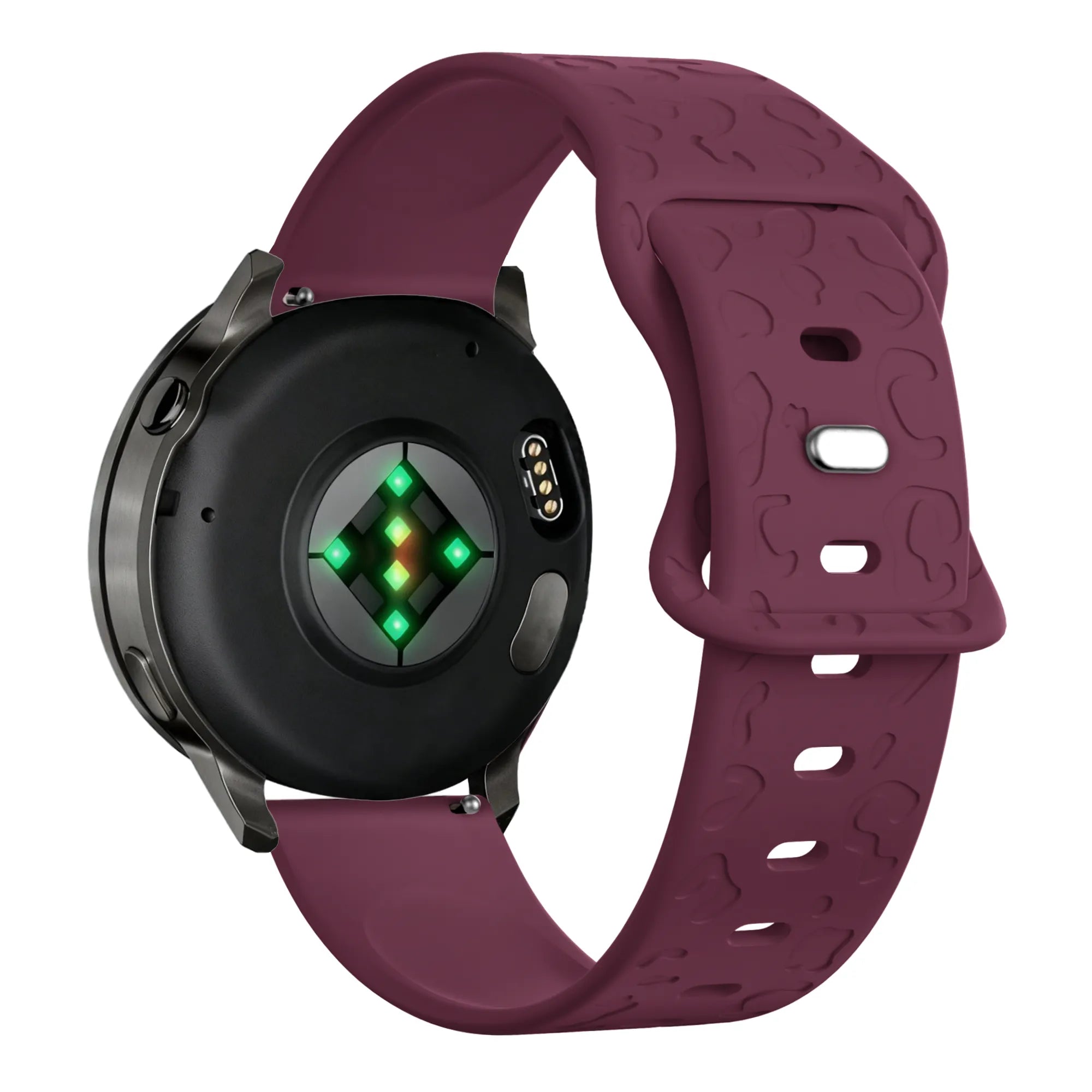 Bandz Garmin Forerunner 265s siliconen band 'Leopard' (wijnrood)