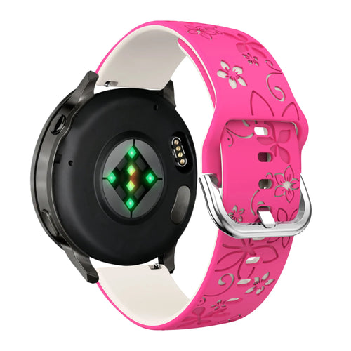Bandz Garmin Forerunner 265s siliconen band 'Flowers' (knalroze/sterrenlicht)