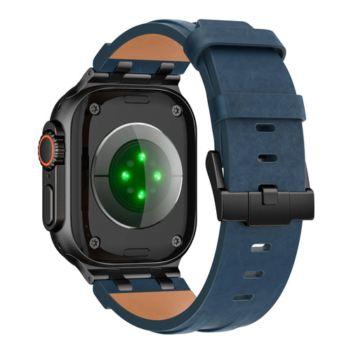 Bracelet cuir solide Apple Watch (bleu foncé)