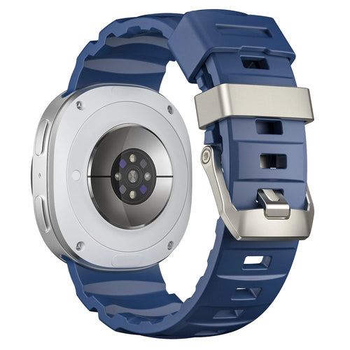 Silicone Strap Extreme, dark blue, on a watch, 3/4 rear view