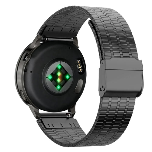 Adjustable Steel Strap, black, on a watch, 3/4 rear view