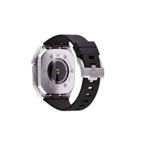 Reqior Apple Watch 45mm Metal Hülle mit integriertem Gummi-Armband (Silber)