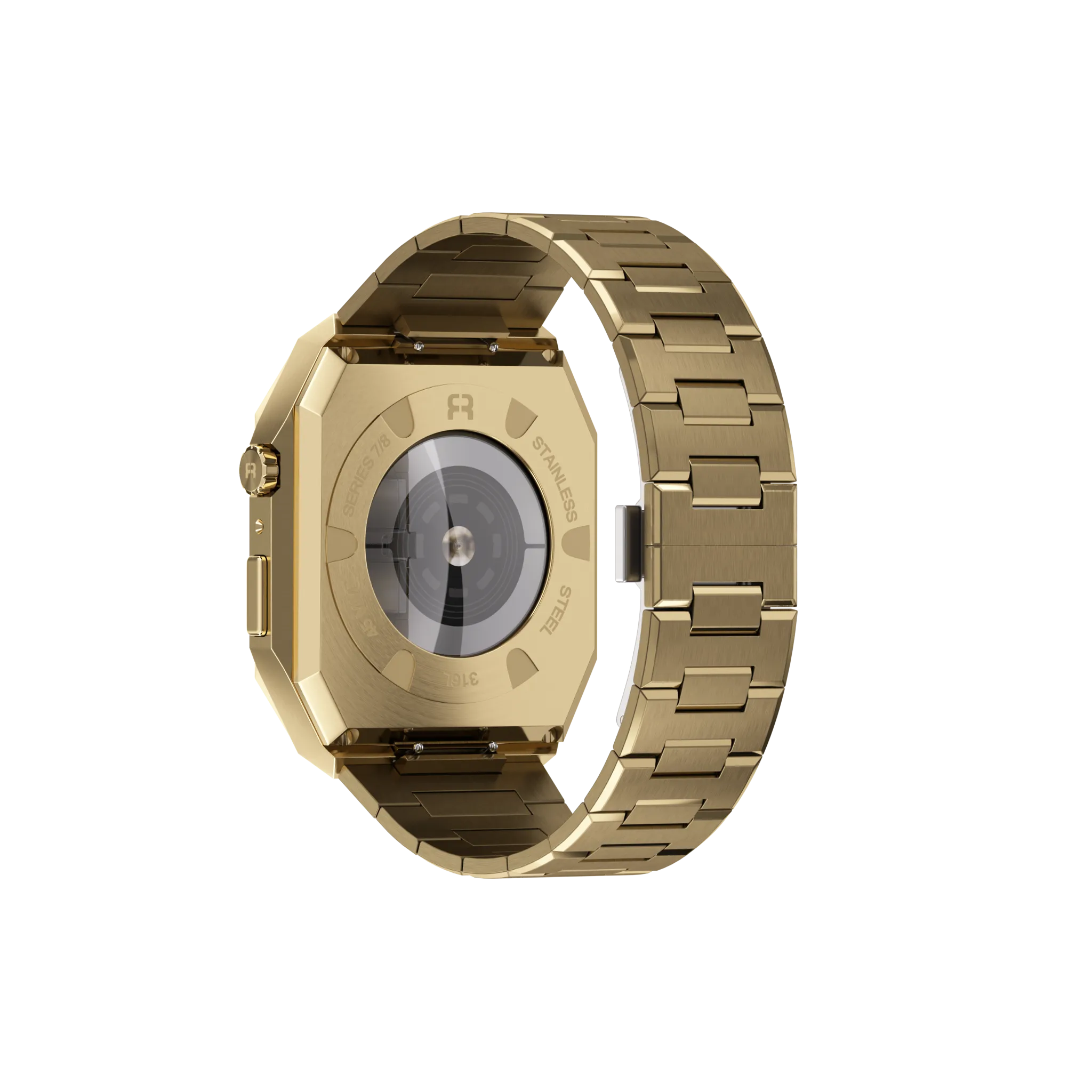 Reqior Apple Watch 45mm Case with Steel Strap 'Nautilus' (Gold)