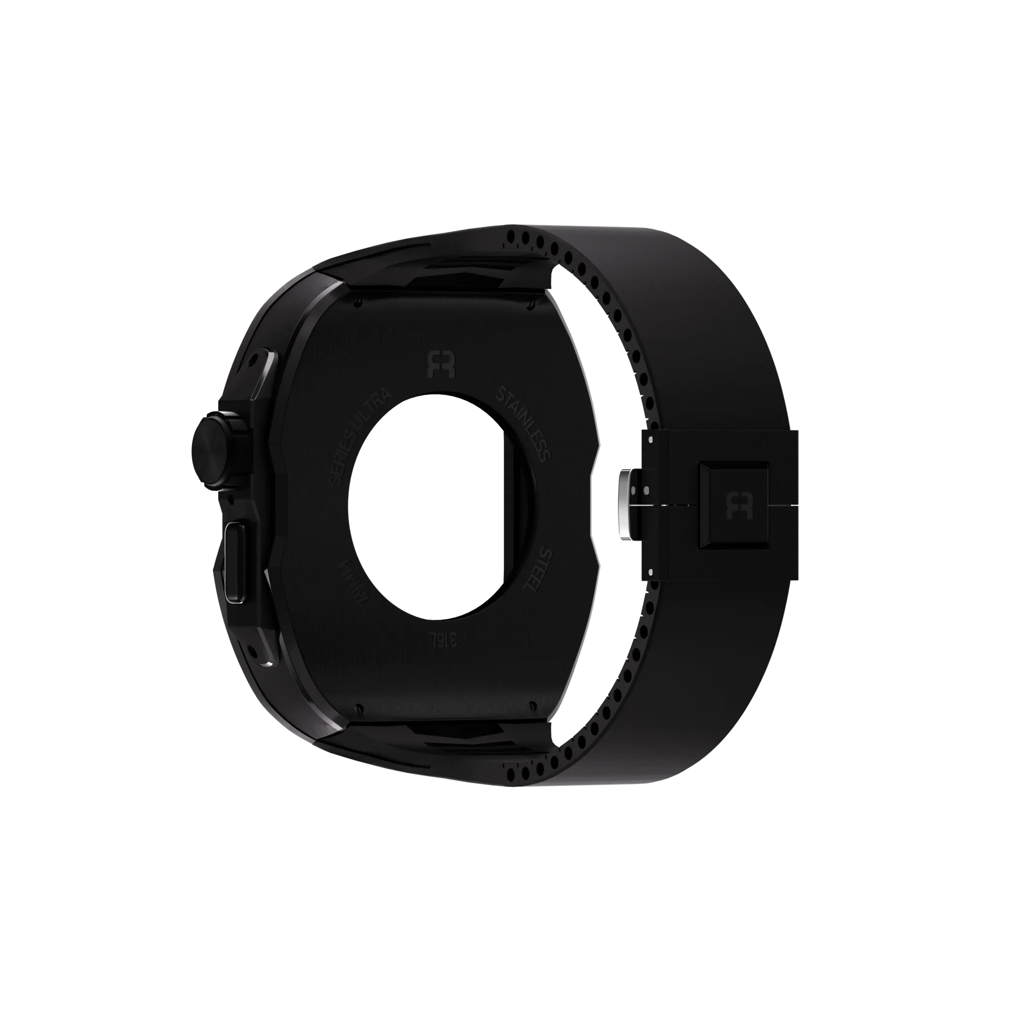 Reqior Boîtier avec bracelet en caoutchouc Apple Watch Ultra (noir)