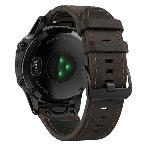 Garmin Fenix 7 leren bandje (donkerbruin)