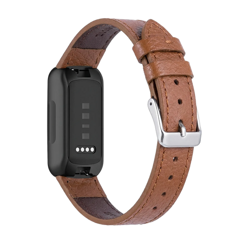 Leather Strap, brown, on a watch, 3/4 rear view