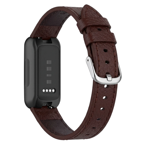 Fitbit Inspire 3 leren bandje (donkerbruin)