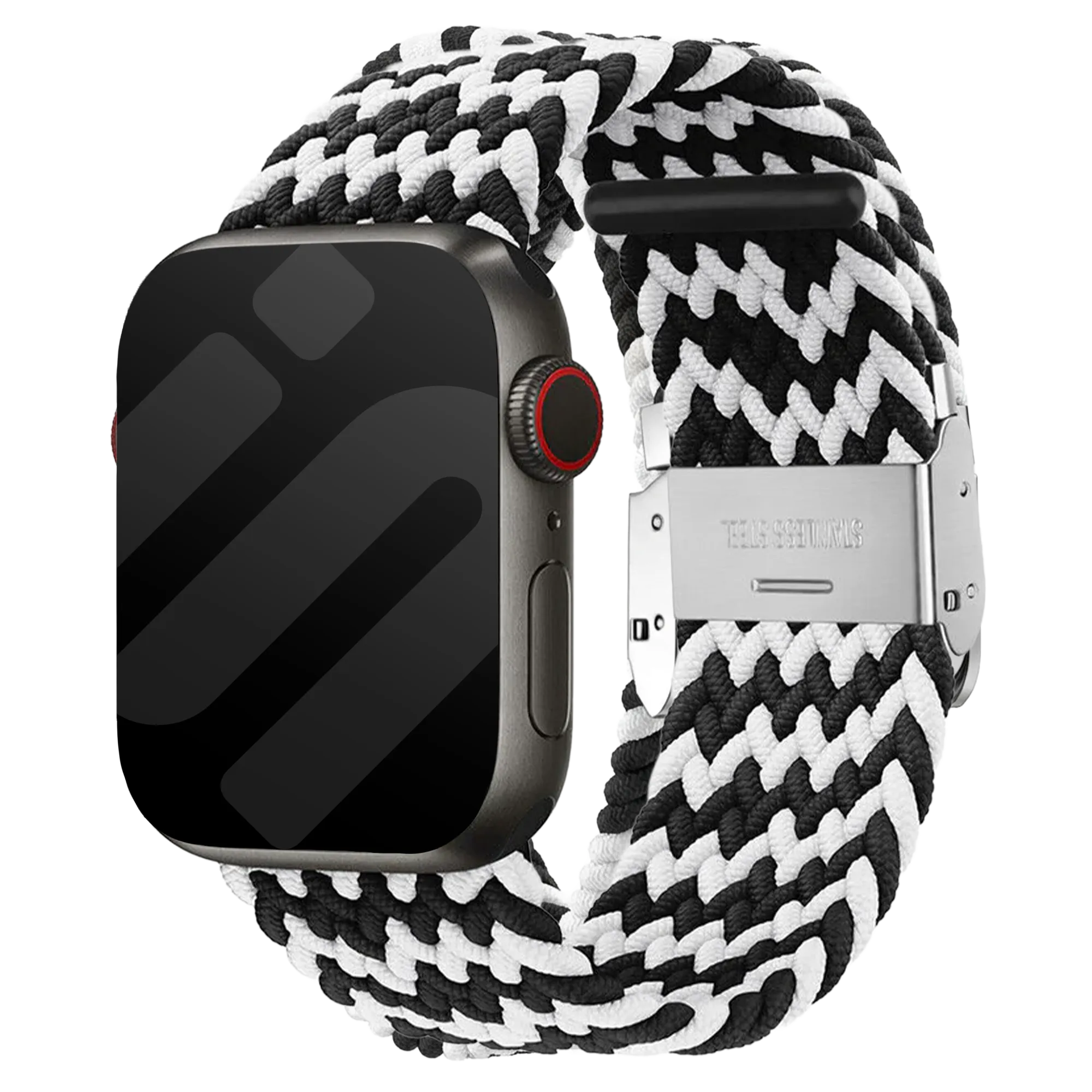 Apple Watch geflochtenes Armband (Schwarz/Weiß)