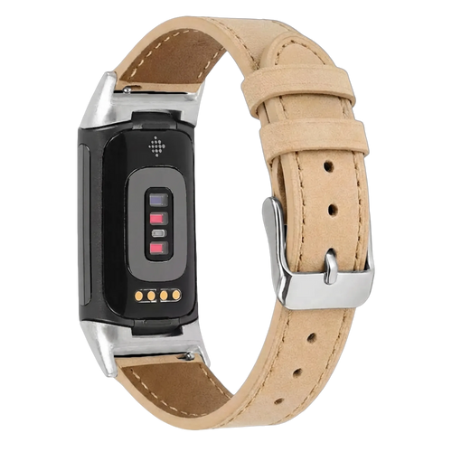 Fitbit Charge 5 Leather Strap (Beige)