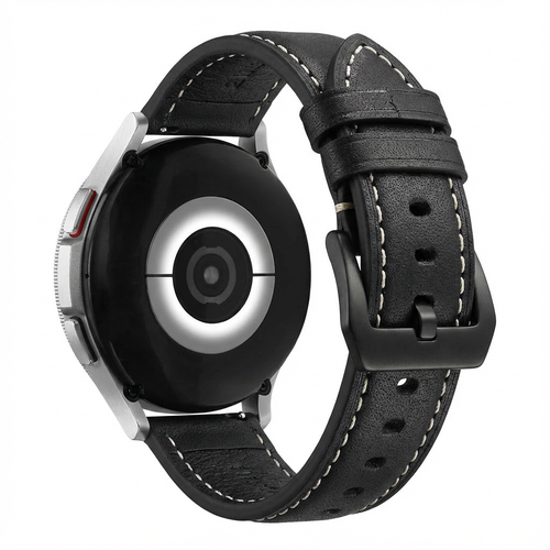 Universeel 24mm leren bandje (zwart)
