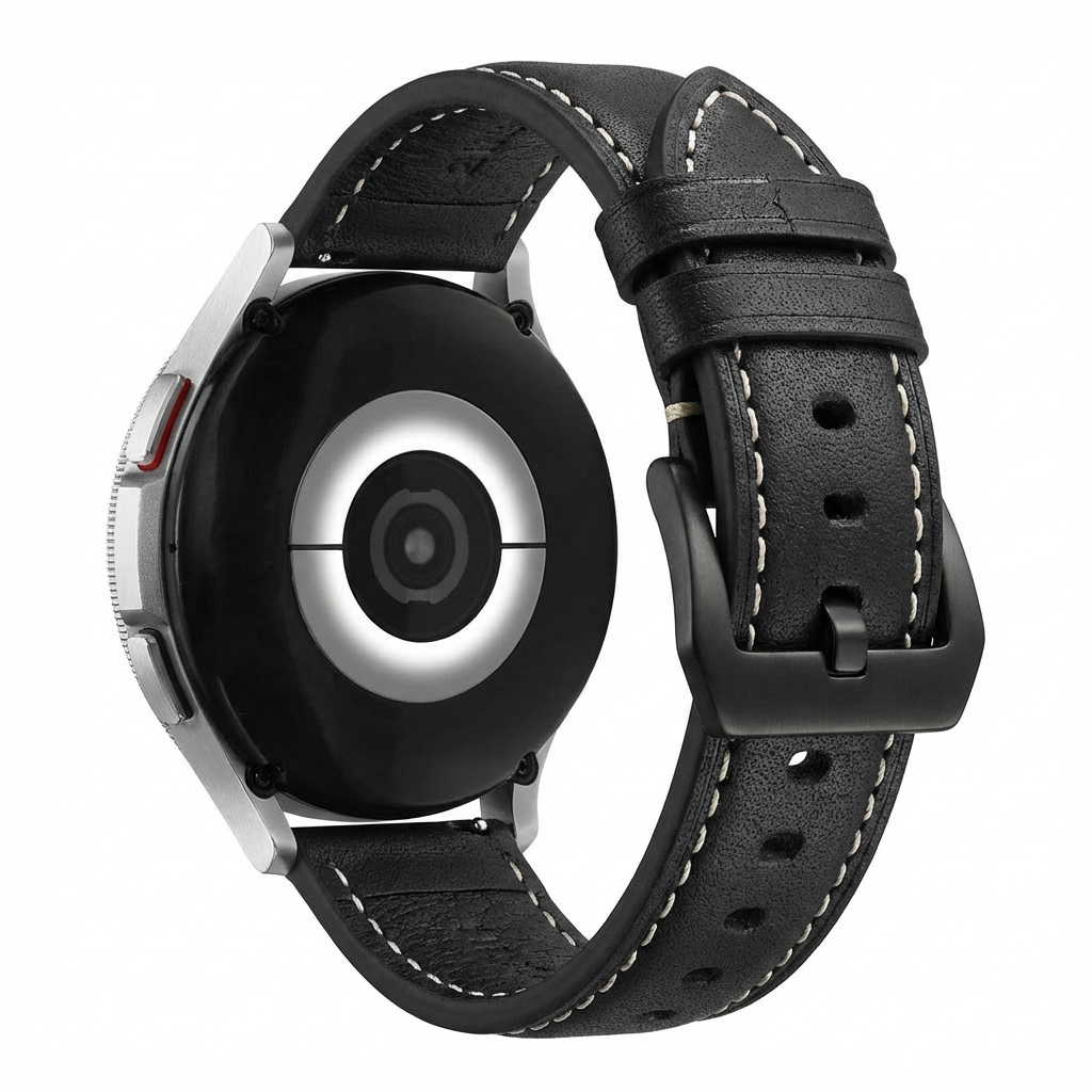 Universeel 24mm leren bandje (zwart)