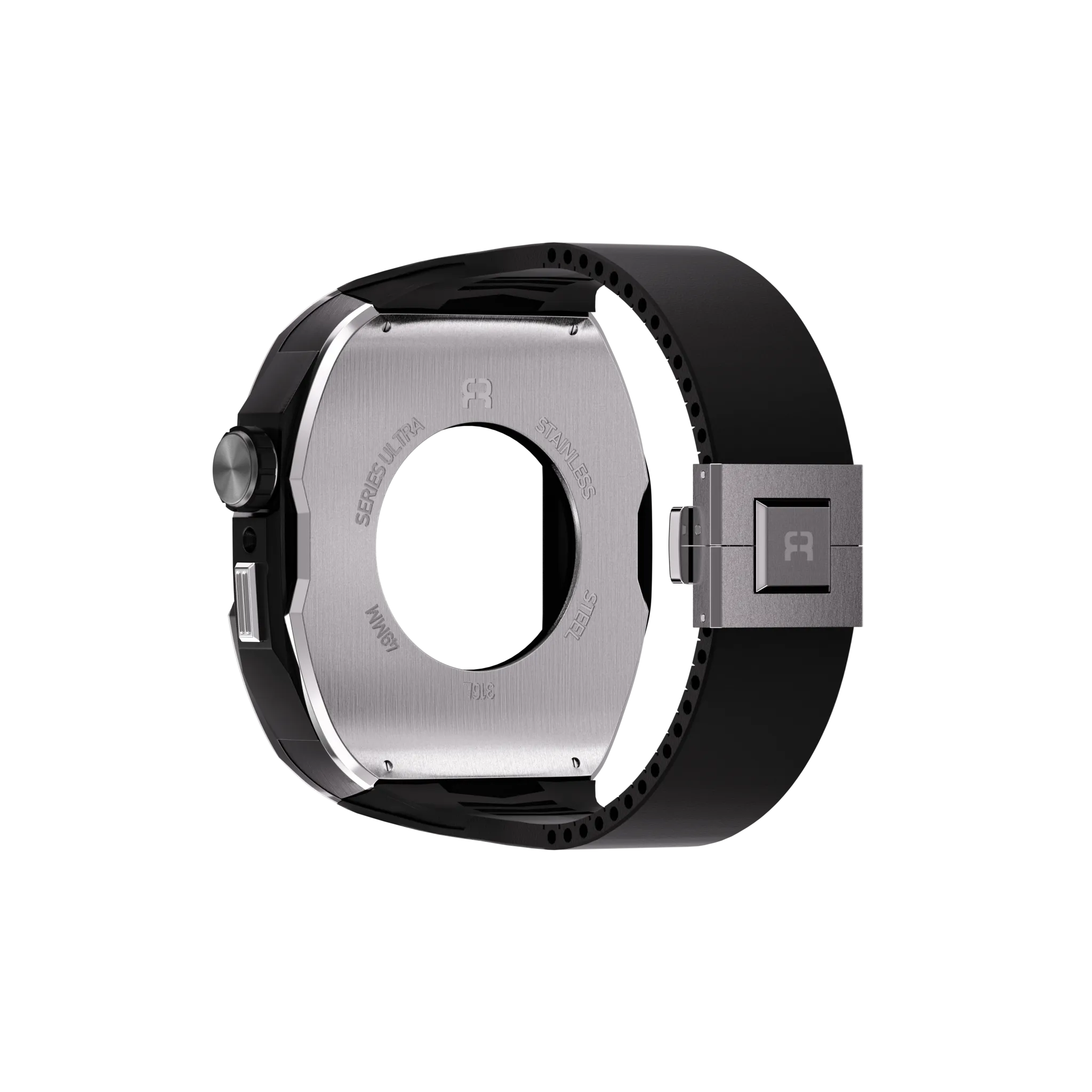 Reqior Apple Watch 45mm Hülle mit integriertem Gummi-Armband (Silber)