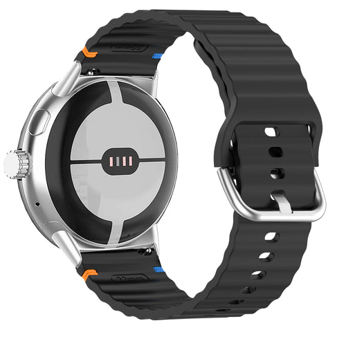 Google Pixel Watch 3 - 45mm Wave Silikonarmband (Schwarz)