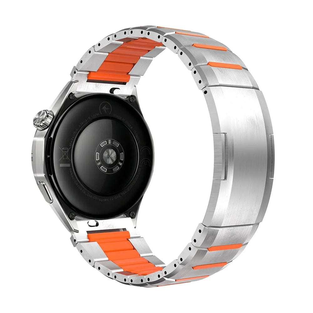 Polar Vantage V3 'One Push' Steel Hybrid Strap (Titanium/Orange)