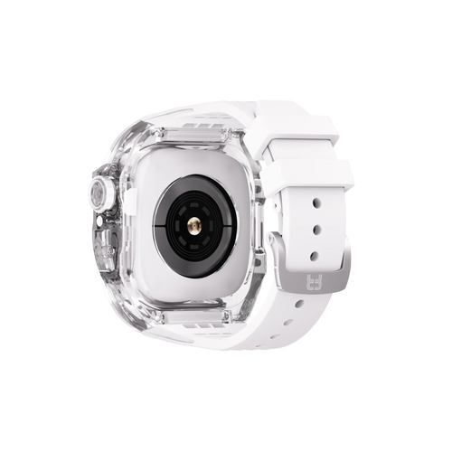 Reqior Apple Watch 45mm Polymer Hülle mit integriertem Gummi-Armband (Transparent)