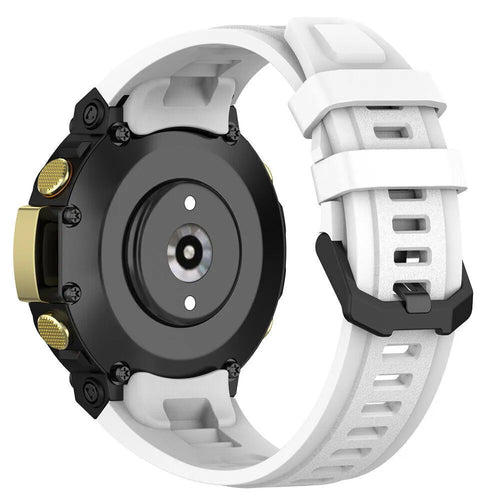 Silicone Strap, white, on a watch, 3/4 rear view