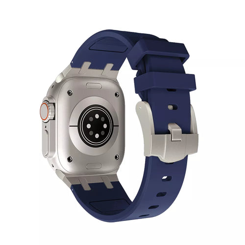 Apple Watch Premium Liquid Silicone Strap (Blue with Titanium)